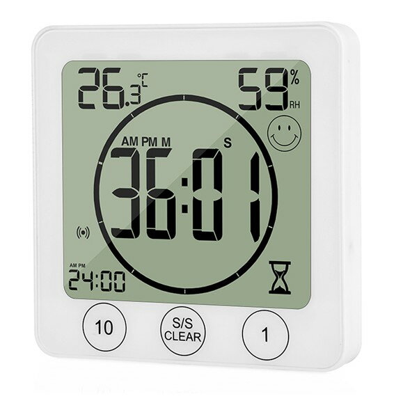 デジタル 温湿度計 防水 時計 タイマー 温度計 湿度計 湿温計 デジタル 置き時計 浴室