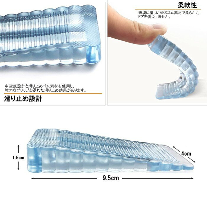 隙間用 ドアストッパー 2個セット 引き戸 開き戸 室内 玄関 ドア止め スライドドアロック ゴム 滑り止め[ゆうパケット発送、送料無料、代引不可] [3]