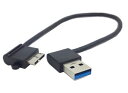 USB3.0(A)オス 左向き - USB3.0 microB オス 変換ケーブル 《27cm》 データ&充電ケーブル