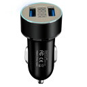 合計3.1A カーチャージャー USB2ポート 《ブラック》 シガーソケット スマホ 合計3.1A 急速充電 電圧計 車載 12V 24V[定形外郵便、送料無料...