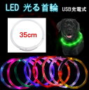 USB充電式 LED 光る首輪 《ホワイト 35cm》 ペット用 犬 猫 散歩 点滅 リード 安全 事故防止 小型犬 中型犬 大型犬