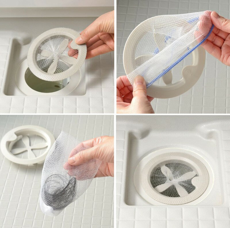 オークス レイエ お風呂掃除を楽に 浴室排水口 ネットホルダー 日本製 ホワイト LS1578[定形外郵便、送料無料、代引不可]