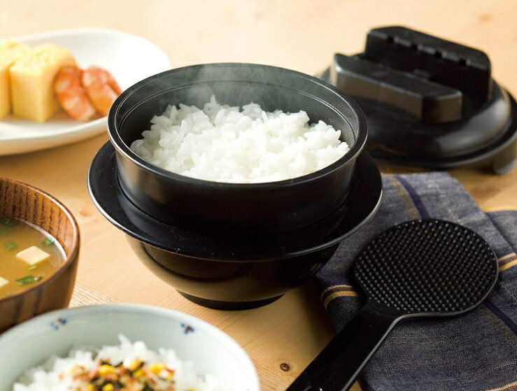LE-Cielのカクセー レンジで温めるだけ 電子レンジ専用 炊飯器 ちびくろちゃん 1合炊き 備長炭配合 CK-001[送料無料(一部地域を除く)]｜アングル2