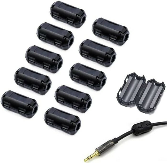 フェライトコア ノイズフィルター 10個セット 内径9mm 高周波 ケーブル モニター テレビ パソコン ノイズ対策[ゆうパケット発送、送料無料、代引不可]