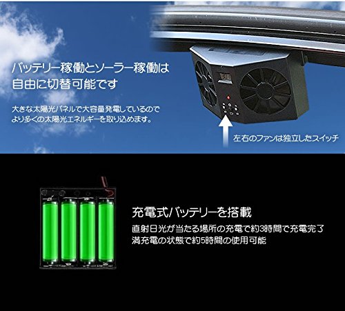 車載用 ツインソーラーファン 温度計付きウルトラファン 車内換気[送料無料(一部地域を除く)]