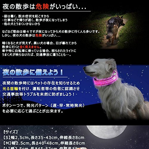 光る首輪 《Sサイズ》 2個セット ペット用 犬 首輪 ハーネス リード ※カラーランダム【smtb-KD】[ゆうパケット発送、送料無料、代引不可]