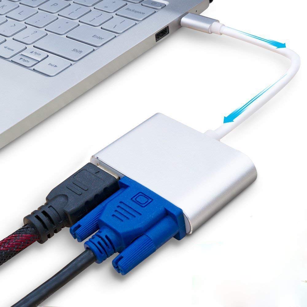 Type-C to HDMI VGA �Ѵ������ץ� USB C �Ѵ������ץ���[�����͹�ء�����̵��������Բ�]