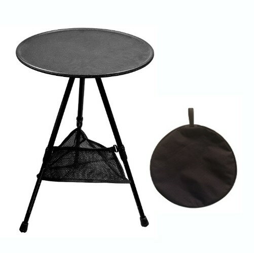 キャンプテーブル 丸 サイドテーブル 折りたたみ 吊り下げネット付き 高さ調整 軽量 コンパクト アウトドア ソロキャンプ 持ち運び[送料無料(一部地域を除く)...