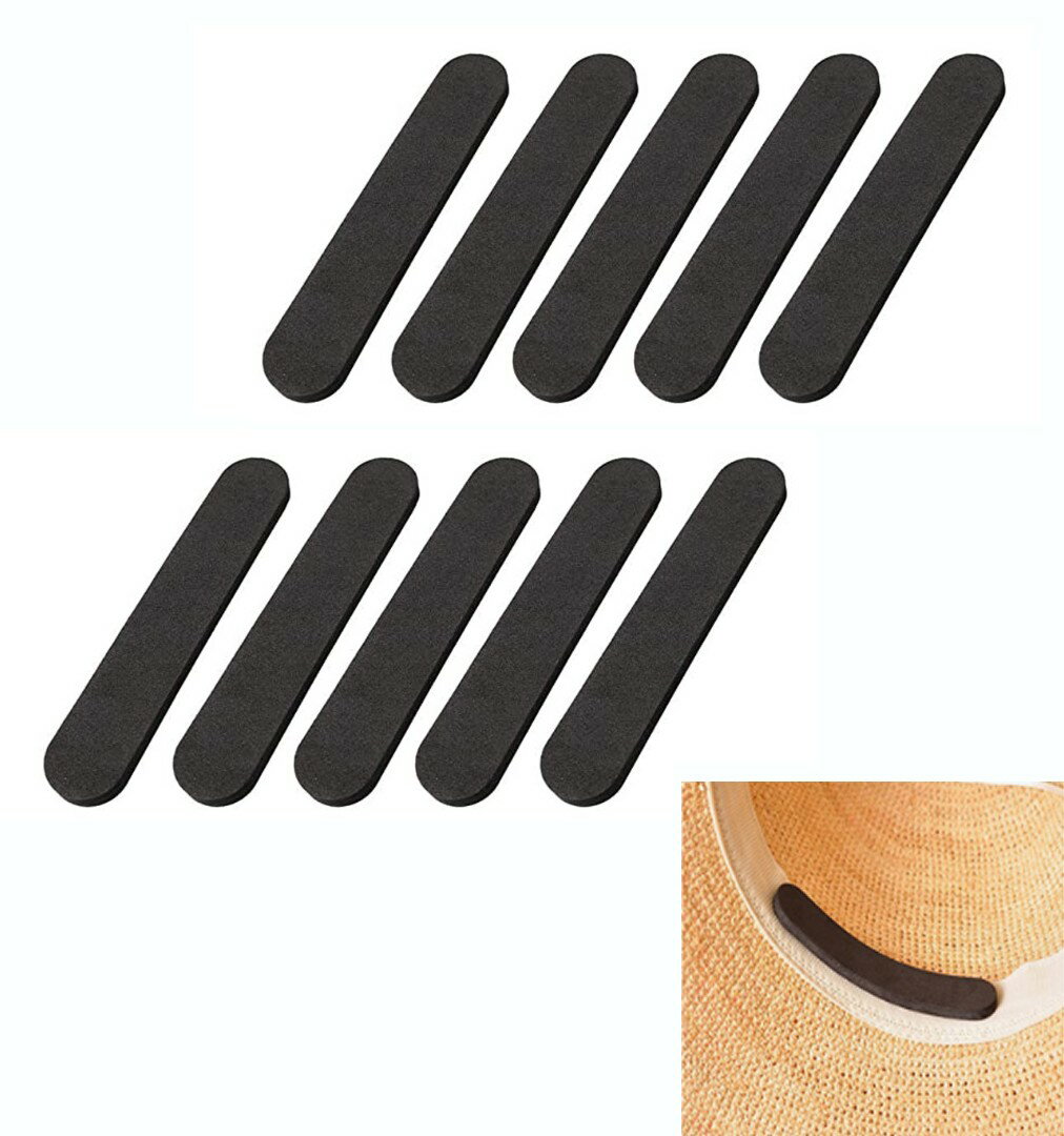 帽子 サイズ調整テープ ブラック 10枚セット 縮小 襟汚れ防止 麦わら帽子 バケット ハット キャップ ヘルメット 調節[定形外郵便、送料無料、代引不可]