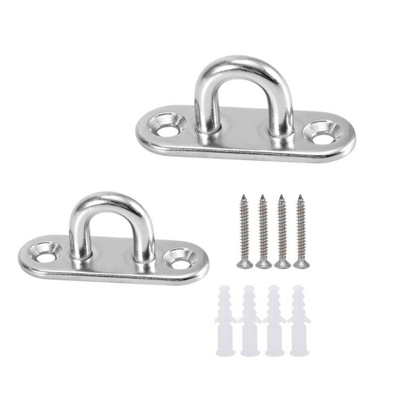 ステンレス パッドアイ 2個セット 45x15mm 長方形 アイプレート 固定金具 フック[ゆうパケット発送、送料無料、代引不可]