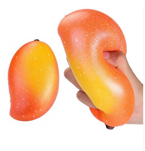 もちもち マンゴースクイーズ 香り付き ビッグサイズ 16cm 低反発 フルーツ スクイーズ[面白][玩具][定形外郵便、送料無料、代引不可]