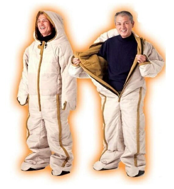 NEW動けるあったか寝袋 L-LL #9369 商品説明 ●寝袋の機能はそのままに、人型にデザインしたヒューマノイド'動ける'あったか寝袋！ ●公的機関でのサーモ試験において−10℃の環境でもケタ違いの暖かさを実証！●左右の手が出せる!読書や作業などには両手が自由に使えて便利！●手足を独立させる事で従来の金縛り状態の圧迫感から開放されます。●リビングで着ながらにして自由に行動できます。●チャックは全てピンポイントで一部だけ開閉できる構造に！●ツートンカラーでオシャレ！ ●付属の専用収納バッグにコンパクトに折りたためて場所をとりません。 「右肩にプリントされたブランドロゴが正規品の証し！」 正規品には右肩にロゴがプリントされています。模倣品にご注意ください。 ■洗濯方法：手洗い■仕様：ポケット×2、専用収納バッグ付 商品仕様 サイズ L-LLサイズ(男女兼用) 適応身長 165-180cm 適応胸囲 110cmまで 適応胴囲 110cmまで 適応股下 90cmまで 重量 1300g 素材 表側：ポリエステル（撥水加工）100％ 裏側：ポリエステル100％中綿：ポリエステル（ホローファイバー）100％&nbsp; 保証について ■メーカー保証なし 記載の注意事項を除く初期不良品の場合のみ、商品到着から1週間以内のみ対応いたします。 ご到着後はお早めに商品状態をご確認ください。 注意事項 ●こちらの商品は、新品です。 ●モニター環境により、実際のカラーと異なって見える場合がございます。 ★この商品は発送先が北海道、沖縄、離島の場合は注文金額により以下の送料が必要です。・北海道の場合、注文金額が3,980円未満は880円、3,980円以上は送料無料です。・沖縄、離島の場合、注文金額が9,800円未満は880円、9,800円以上は送料無料です。