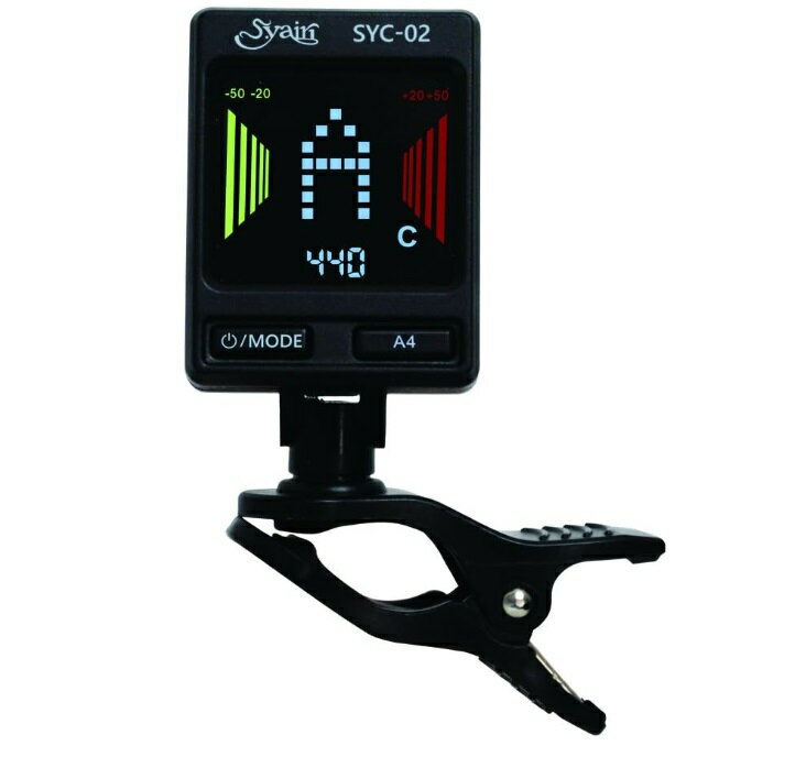 S.Yairi ヤイリ クリップチューナー Chromatic Clip Tuner SYC-02 商　品　説　明 ■ギター、ベース、バイオリン、ウクレレなど幅広い楽器に対応するクリップ式クロマチックチューナー ■暗所でも視認性の高いカラー液晶 ■音の振動を感知するピエゾタイプ ■脱着が容易に可能なクリップ式 商　品　仕　様 チューナーモード クロマチック、ギター、ベース、バイオリン、ウクレレ(アメリカン(D)/LOW-Gチューニング対応) キャリブレーション 430 - 450Hz フラットチューニング ギター(♭、♭♭)、ベース(♭) バッテリー CR2-32 サイズ 56×32×40mm 保　証　に　つ　い　て ■メーカー保証なし 記載の注意事項を除く初期不良品の場合のみ、商品到着から1週間以内のみ対応いたします。 ご到着後はお早めに商品状態をご確認ください。 注　意　事　項 ●こちらの商品は、新品です。 ●モニター環境により、実際のカラーと異なって見える場合がございます。