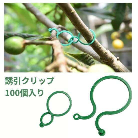 誘園芸クリップ 引クリップ 100個入り 支柱 接木 つる 固定 結束バンド ガーデニング[定形外郵便、送料..