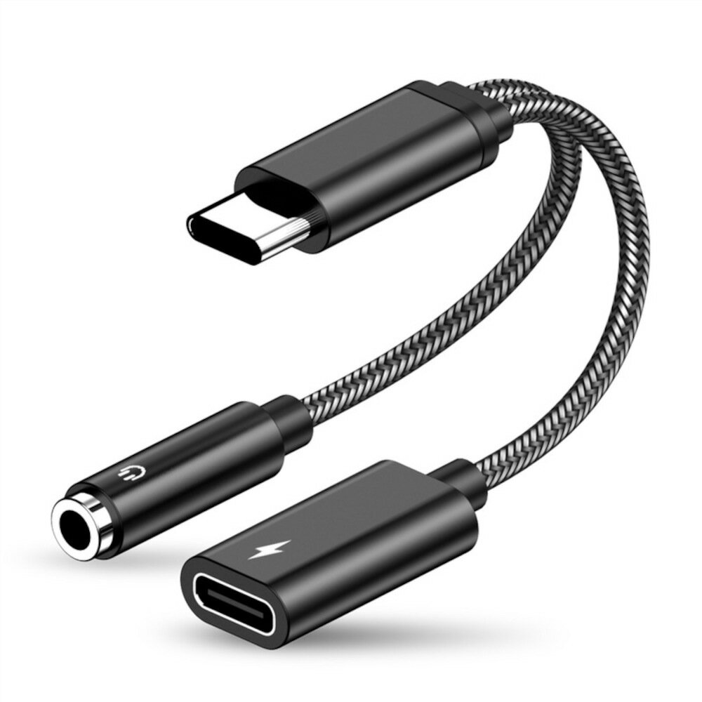 2-in-1 USB Adapter: USB Type-C to 3.5mm Headphone Jack, Charging and Music Playback, Maximum 10W [Standard Mail, Free Shipping, Cash on Delivery Not Available]