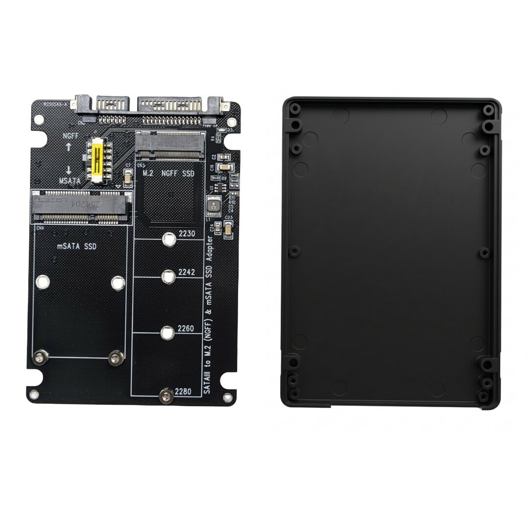 M.2 NGFF m.2 sata 変換アダプター 殻付き M.2 NGFF MSATA SSDをSATA 2.5/3.5に変換 ケース 外付け[定形外郵便、送料無料、代引不可]