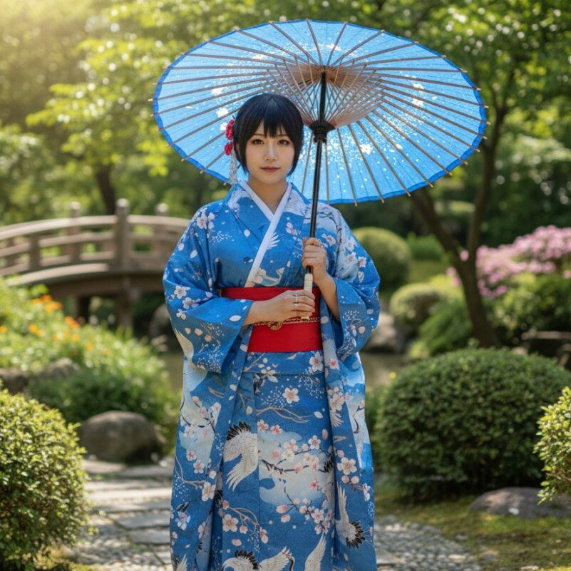 【訳あり】コスチューム用小物 和傘 《青(ブル...の紹介画像2