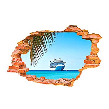 トラベルウォールステッカー 《Eタイプ》 海に浮かぶ豪華客船 壁紙 シール MI-Aw8001-E [その他HK][送料無料(一部地域を除く)]