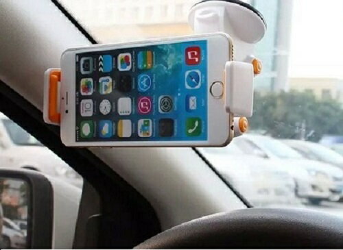 強力吸盤 車載 スマホ タブレット ホルダー 《ブラック》 360度回転 幅115-190mm対応 車用 スマホスタンド[送料無料(一部地域を除く)]