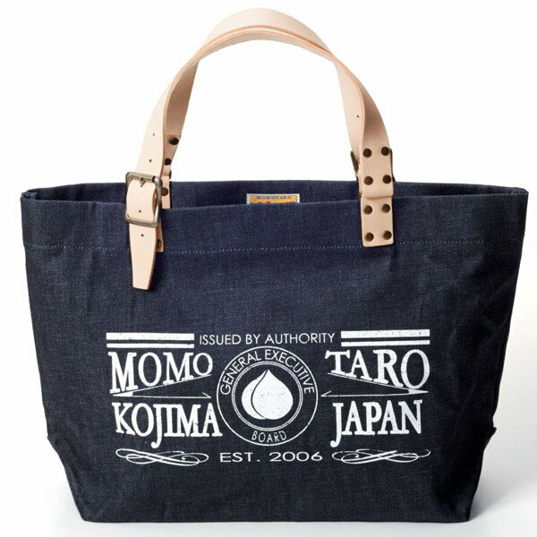 桃太郎ジーンズ トートバッグ 岡山 ジーンズ MOMOTARO JEANS B-20デニム インディゴ 日本製 国産デニム 鞄 メンズ ブランド 13.5オンス 革 本革 レザー 生地 大きめ ファスナー付き仕事用 にも使える バッグ 小物 バッグ 岡山デニム アメカジ