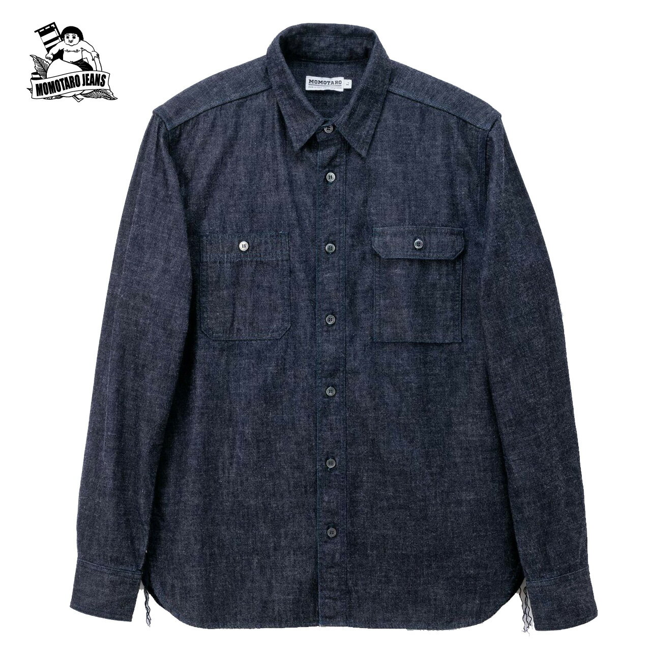 楽天日本製の革とジーンズのブルトム桃太郎ジーンズ MOMOTARO JEANS MXLS1020 8oz デニムシャツ DEEPBLUE DENIM WORK SHIRT