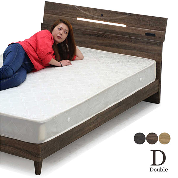 マット付き ダブルベッド すのこ 宮付き 頑丈 な ベッド フレーム フロアベッド ローベッド ステーションベッド LEDライト コンセント 脚付き 棚 ダブルベット ローベット グレー ブラウン ナチュラル 木目 北欧 カジュアル おしゃれ シンプル