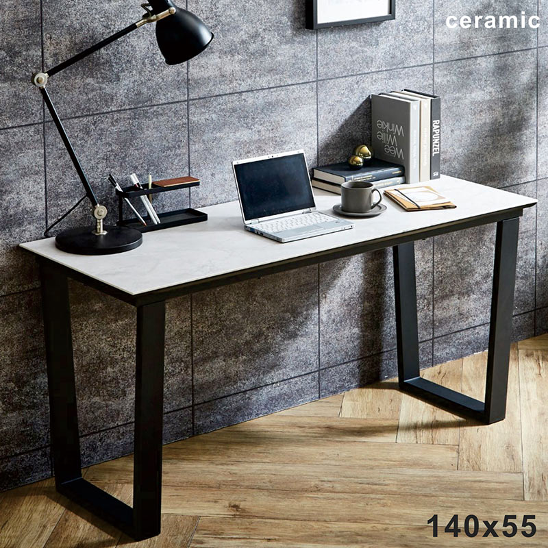 書斎 机 高級 大理石風 セラミック 幅140cm パソコンデスク セラミックテーブル ロータイプ デスク テーブル 勉強机 大人 大理石 柄 テーブル 石目調 マーブル調 ストーン柄 グレー スチール おしゃれ 長方形 北欧 カジュアル スタイリッシュ 韓国 インテリア ceramic