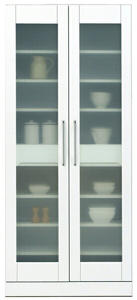Rakuten - 【マラソン期間中全品ポイント10倍】食器棚 幅80cm ダイニングボード キッチンボード キッチン収納 鏡面ホワイト シンプル 北欧 木製 完成品 日本製 送料無料 楽天 通販