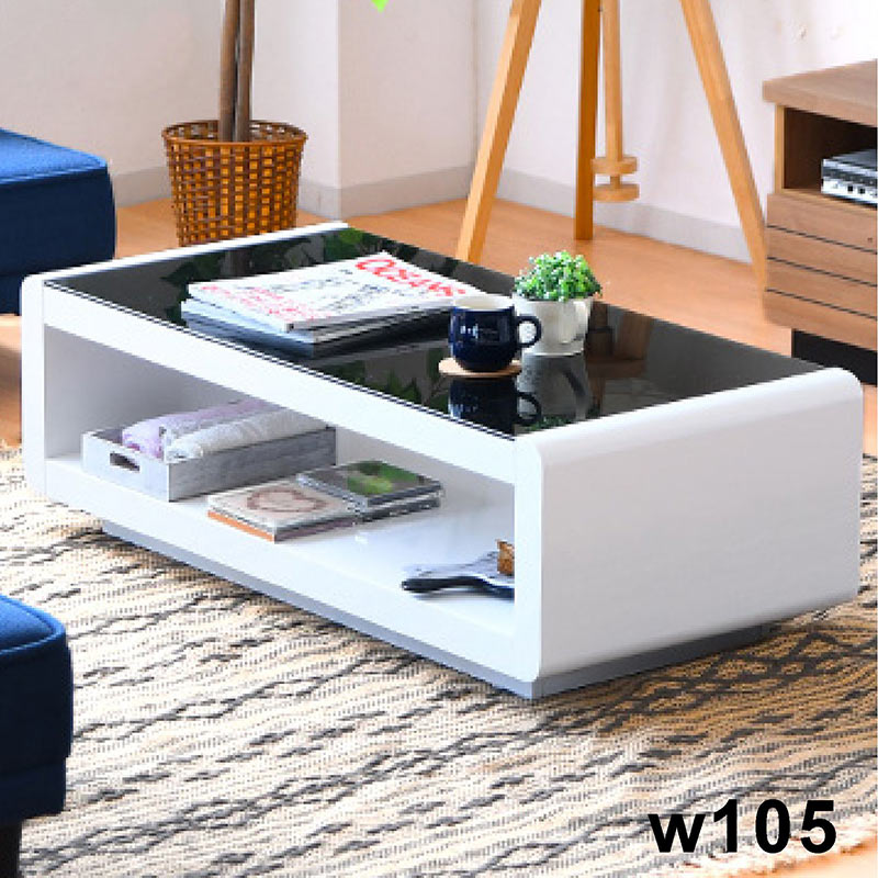 センターテーブル ローテーブル テーブル ガラステーブルリビングテーブル 幅105cm 長方形 北欧 モダン おしゃれ 天板 ブラックガラス 105x50