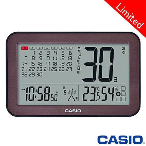  カシオ ウェーブセプター 令和対応 電波時計 850J ブラウン 横型置き掛け兼用 デジタル時計 カレンダークロック 自立スタンド付き