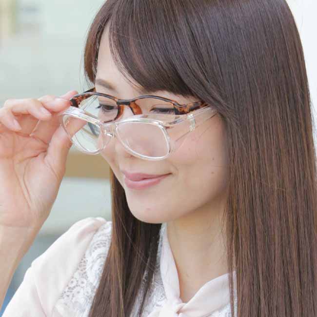 メガネ型拡大鏡 ブルーライト・紫外線カットK12379ルーペ メガネ ルーペ眼鏡 紫外線カット 両手が使える拡大鏡 メガネの上から メガネ型