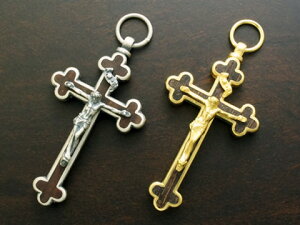 【INRI】【キリストの磔刑】 Silver925/ウッド クロス ペンダントトップ(古美仕上)