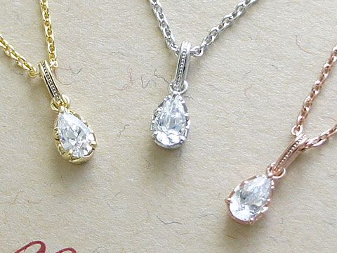 Rakuten - 【mon】【ペアシェイプカット】 Silver925/CZ ラッキーチャーム プチペンダント