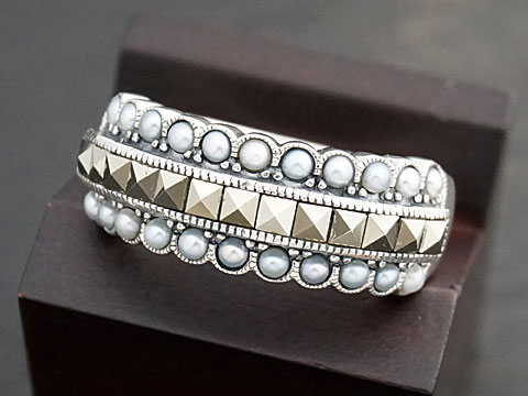 Rakuten - 【Rokuzan/碌山】 Silver925/シードパール/マルカジット アンティークデザイン/リング