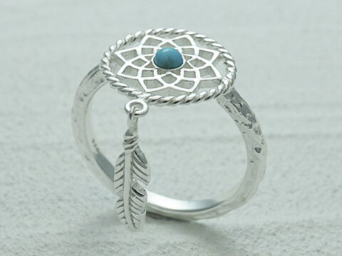 楽天VARIOUS JEWELRY【CHOKAS】【Native American Style】【Dreamcatcher/ドリームキャッチャー】 Silver925/ターコイズ（2.7mm） リング