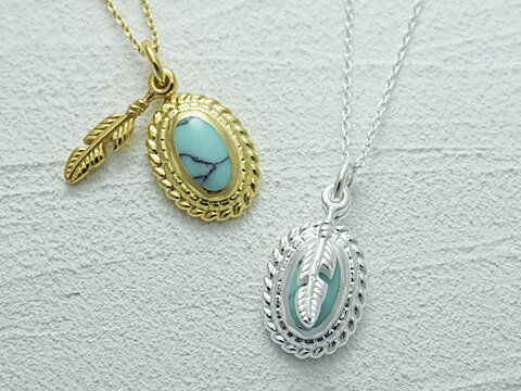 楽天VARIOUS JEWELRY【CHOKAS】【Native American Style】【Feather/羽根】 Silver925/ターコイズ（8.5x5mm） ペンダント