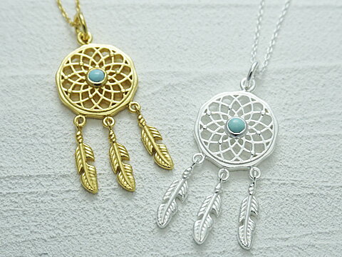 楽天VARIOUS JEWELRY【CHOKAS】【Native American Style】【Dreamcatcher/ドリームキャッチャー】 Silver925/ターコイズ（2.7mm） ペンダント