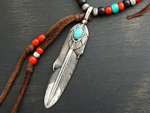 乐天商城 - 【ヴィラグローブ(ビラグローブ)/ターコイズ】【イーグルフェザー】 Silver925/カレンシルバー/高品質ホワイトハーツ ペンダント