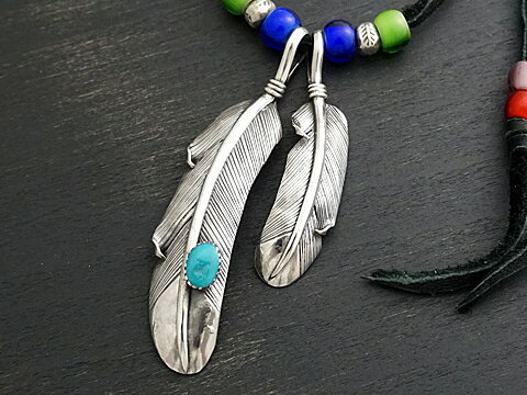 乐天商城 - 【ブルージェム/ターコイズ】【イーグルフェザー】 Silver925/カレンシルバー/高品質ホワイトハーツ ペンダント