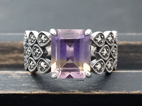 【Rokuzan/碌山】 Silver925/アメトリン(10x8mm)/マルカジット アンティークデザイン/リング