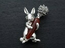 【Rokuzan/碌山】【人参を抱えた兎】 Silver925/カーネリアン/シードパール アンティークデザイン/ブローチ兼ペンダント