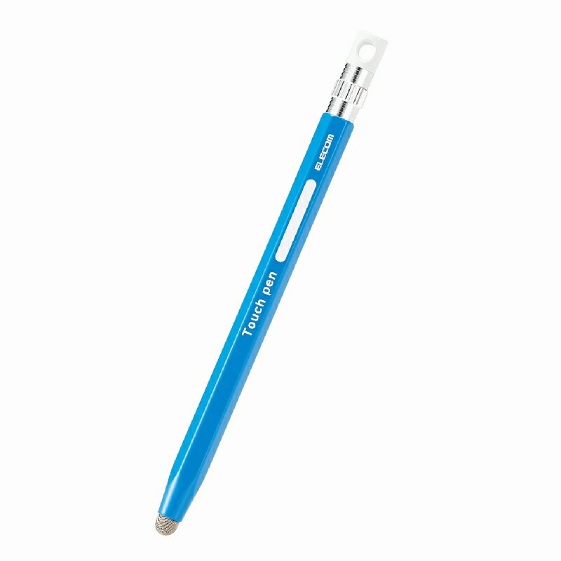 ■鉛筆と同じ六角形なので転がりにくく、持ちやすい形状となっています。■一般的な鉛筆と同じ太さのため、ペンケースに収納が可能です。■名前を入れるスペースが付いており、お子様がタッチペンを紛失してしまうのを防ぎます。■導電繊維をペン先に採用し、滑らかな操作性を実現したタッチペンです。■指先でのタッチ操作と違い、液晶画面を汚さずに操作可能です。■タッチ操作はもちろん、スライド操作も快適に行えます。■※フィルムの種類によっては、操作時にこすれ音が生じたり、ペンの反応が悪くなったりすることがあります。■強い筆圧のお子様でも、画面を傷つけにくい導電繊維のペン先となっています。■ストラップホールがあります。■ペン先が劣化した際に別売のペン先(P-TIPENSE)に交換できて、快適な操作感を維持できます。■対応機種：各種スマートフォン・タブレット※特定のアプリ/ソフトをご使用の際に、専用タッチペンのみでの描写設定をされている場合はご使用できない場合があります。■外形寸法：長さ約120mm×ペン径約7mm、ペン先約5mm■材質：ペン先:導電繊維、本体:アルミニウム■カラー：ブルー■パッケージサイズ：W(mm)15×D(mm)70×H(mm)180■重量0.037(Kg)■鉛筆と同じ六角形なので転がりにくく、持ちやすい形状となっています。■一般的な鉛筆と同じ太さのため、ペンケースに収納が可能です。■名前を入れるスペースが付いており、お子様がタッチペンを紛失してしまうのを防ぎます。■導電繊維をペン先に採用し、滑らかな操作性を実現したタッチペンです。■指先でのタッチ操作と違い、液晶画面を汚さずに操作可能です。■タッチ操作はもちろん、スライド操作も快適に行えます。■※フィルムの種類によっては、操作時にこすれ音が生じたり、ペンの反応が悪くなったりすることがあります。■強い筆圧のお子様でも、画面を傷つけにくい導電繊維のペン先となっています。■ストラップホールがあります。■ペン先が劣化した際に別売のペン先(P-TIPENSE)に交換できて、快適な操作感を維持できます。■対応機種：各種スマートフォン・タブレット※特定のアプリ/ソフトをご使用の際に、専用タッチペンのみでの描写設定をされている場合はご使用できない場合があります。■外形寸法：長さ約120mm×ペン径約7mm、ペン先約5mm■材質：ペン先:導電繊維、本体:アルミニウム■カラー：ブルー■パッケージサイズ：W(mm)15×D(mm)70×H(mm)180■重量0.037(Kg)