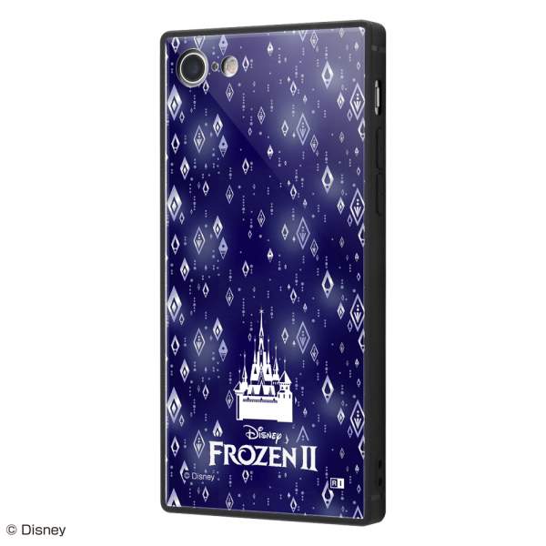 ディズニー iPhone SE（第2世代）/8/7 ハイブリッド ケース カバー KAKU 耐衝撃 衝撃吸収 [ ストラップ ホール 付き 通し穴 ] スクエア 軽量 かわいい オシャレ トリプルハイブリッド 『アナと雪の女王2/総柄』_03 IQ-DP7K3B/FR007