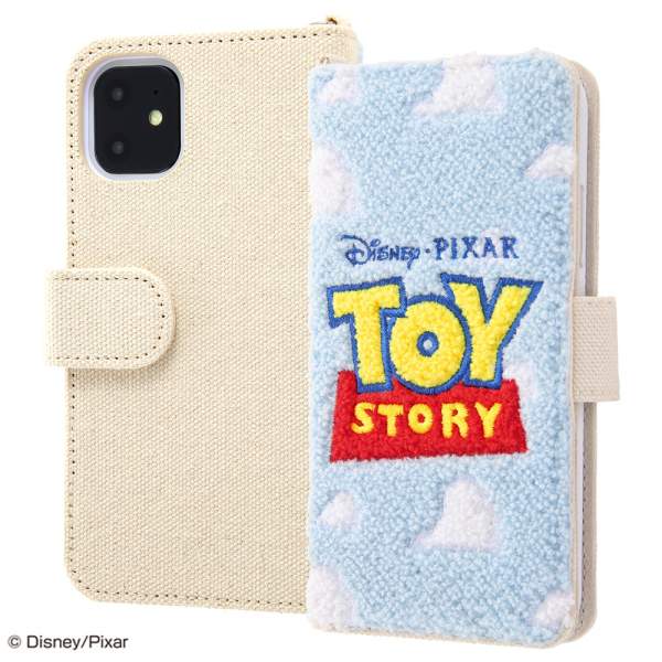 ディズニー iPhone 11 手帳型 ケース カバー サガラ刺繍 [ タオル生地＋刺繍 帆布 ふわふわ ] ミラー付き ICカード収納 Dリング付き 『トイ・ストーリー/ロゴ』 IS-DP21SGR1/TY