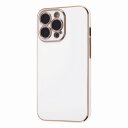 iPhone 13 Pro TPUソフトケース メタリック Felame/ホワイト/ピンクゴールド