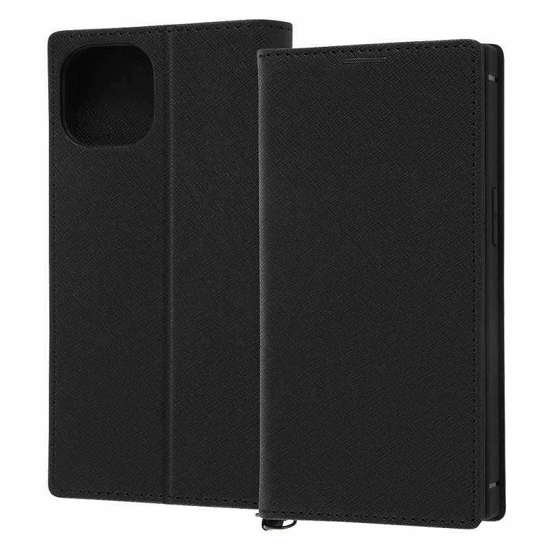 Rakuten - iPhone 14/ 13 耐衝撃 手帳型レザーケース KAKU Durable/ブラック/ブラック