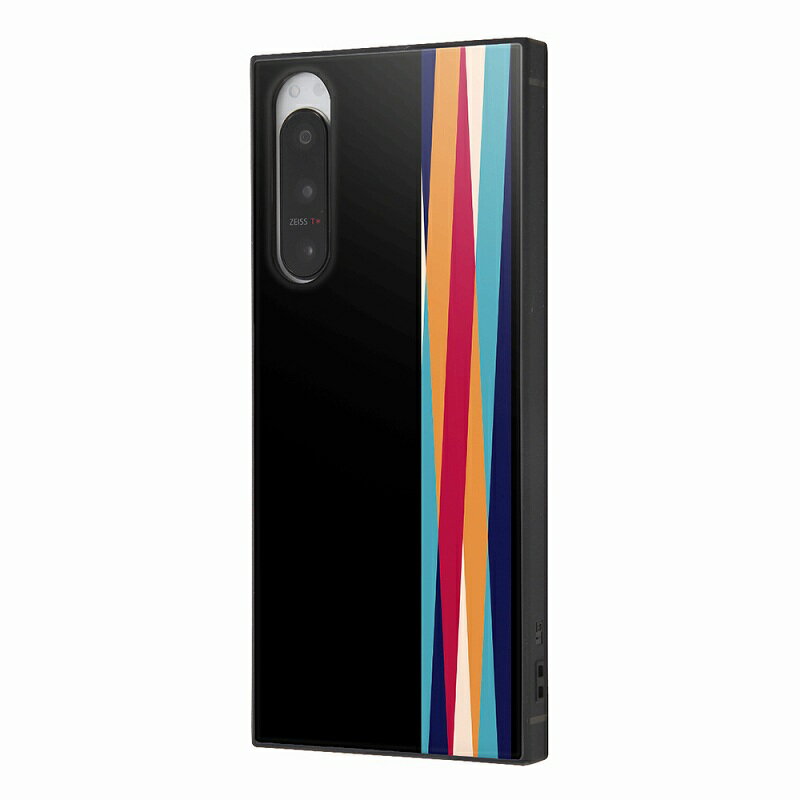 Rakuten - Xperia 5 IV 耐衝撃ハイブリッドケース KAKU/ストライプ/ブラック/ストライプ/ブルー