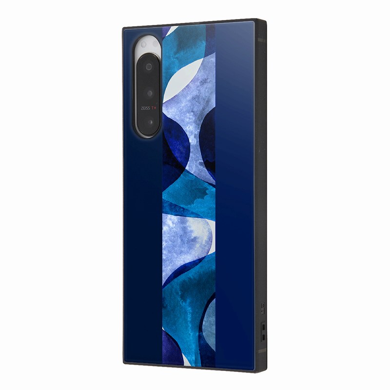 Rakuten - Xperia 5 IV 耐衝撃ハイブリッドケース KAKU/ストライプ/ブルー