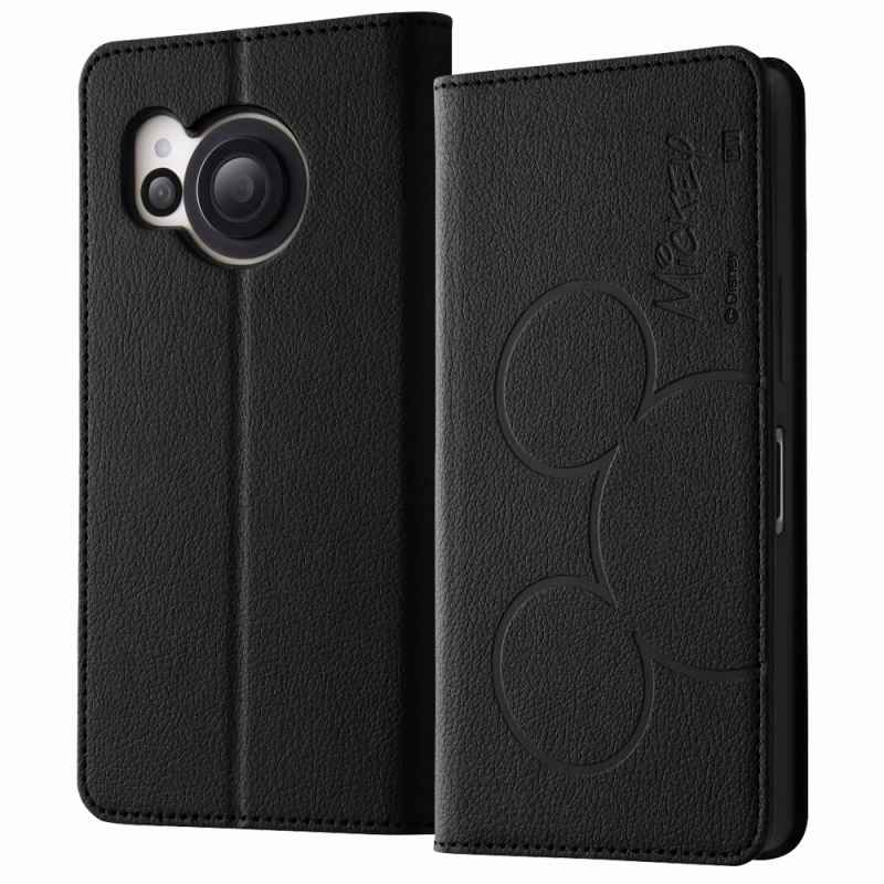 Rakuten - AQUOS R8 『ディズニーキャラクター』/耐衝撃 手帳型レザーケース シンプル/ミッキーマウス