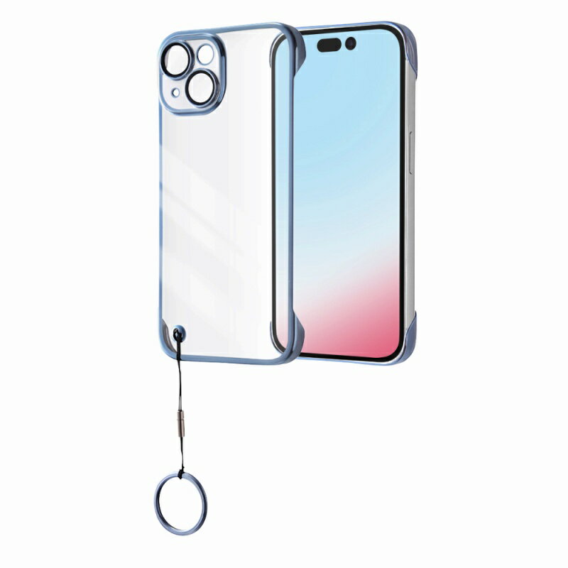 iPhone 15 超軽量 ハードケース ウルトラライト リングストラップ付き/ブルー/ブラック/クリア/ピンクゴールド